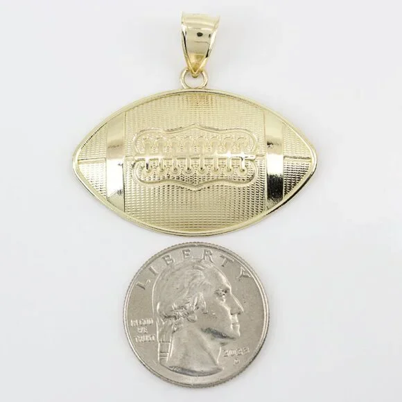 10 Karat Yellow Gold Large NFL Football Sports Pendant